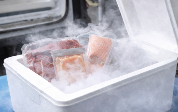 Suchy lód do transportu żywności